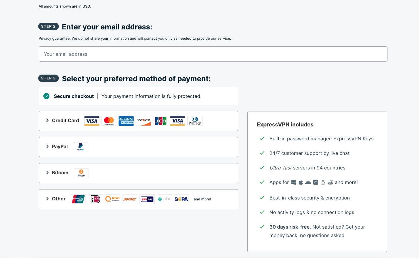 ExpressVPN Payment Checkout